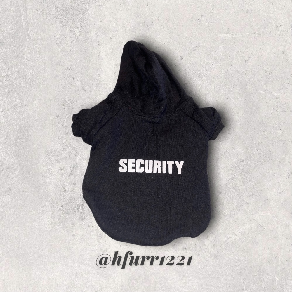 NWOT BLACK DOG HOODIE "SECURITY" ON THE BACK SIZE SMALL - ITEM NEVER USED